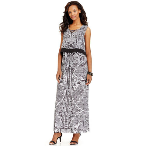 NWT Style & Co. Printed Crop-Overlay Sleeveless Easy fit Maxi silhouette Dress