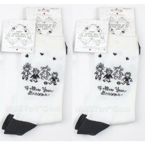 NWT 2 Pair of Children Socks by Enesco "Follow Your Dream" Black & White M 9-11