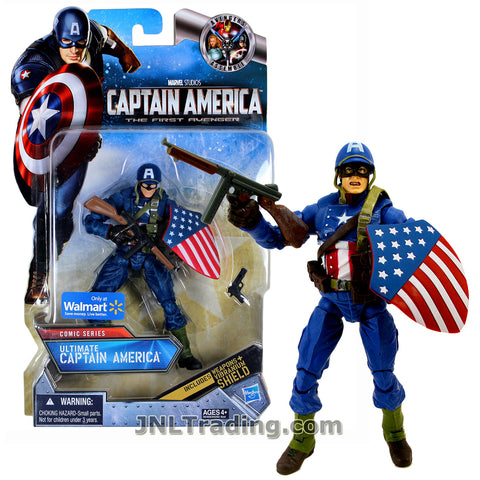 Hasbro Year 2011 Marvel Studios "Captain America The First Avenger" Exclusive 6 Inch Tall Action Figure - Comic Series ULTIMATE CAPTAIN AMERICA with "Vibranium" Shield, Assault Rifle and Pistol