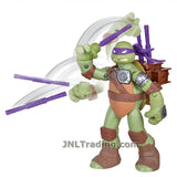 Year 2015 Teenage Mutant Ninja Turtles TMNT Flingers Series 6 Inch Tall Figure - DONATELLO with Staff Throwing Action, 3 Staffs and Staff Rack