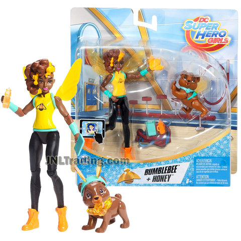 DC Comics Year 2017 Super Hero Girls with Pet Series 6 Inch Tall Figure - BUMBLEBEE with Pet Honey Bear Plus Accessories