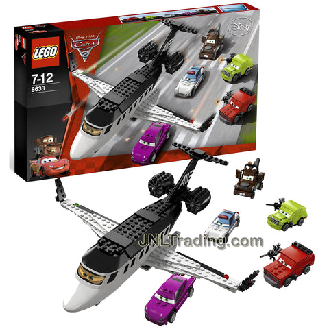 Lego Year 2011 Disney Pixar "Cars 2" Movie Series Set #8638 - SPY JET ESCAPE with Siddeley the Spy Jet, Police Car Finn McMissile, Holley Shiftwell, Agent Mater, Grem and Acer Lemons (Pieces: 339)