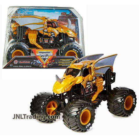 Year 2022 Monster Jam 1:24 Scale Die Cast Metal Official Truck Series : Gold DRAGONOID with Monster Tires and Working Suspension