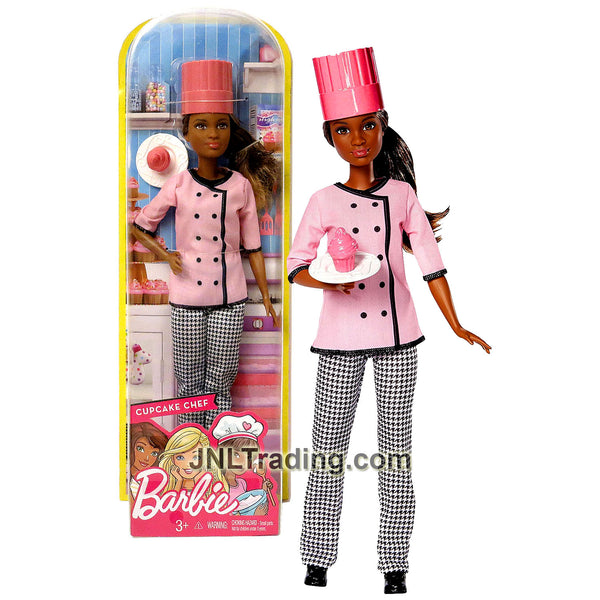 Year 2016 Barbie Career Series 12 Inch Doll GRACE as CUPCAKE CHEF DVF54  with Chef Hat and Cupcake on the Plate