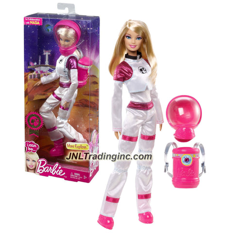 Mattel Year 2013 Barbie "I Can Be" Series 12 Inch Doll Set - BARBIE as MARS EXPLORER (X9073) with Outer Space Suit, Removable Helmet and Backpack