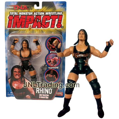 Marvel Toys Year 2006 Total Nonstop Action TNA Wrestling Impact Series 7 Inch Tall Figure - RHINO with Trash Can and Barbed Wire