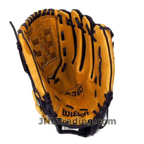 Wilson Genuine Leather A360 Series Youth Baseball 12 Inch Right Hand Throw Glove Mitt, Model: WTA036012 Color: Brown and Black