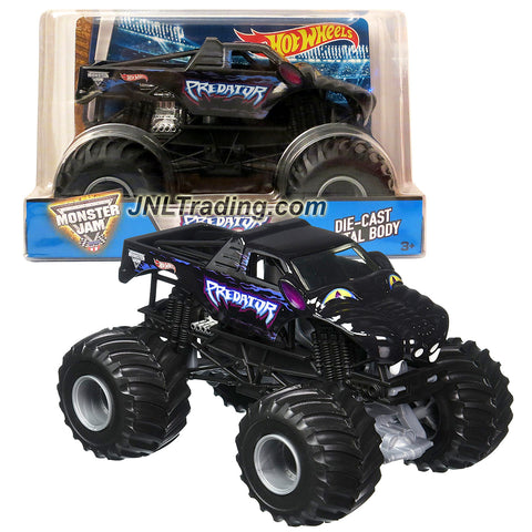 Hot Wheels Year 2017 Monster Jam 1:24 Scale Die Cast Metal Body Truck - PREDATOR DJW88 with Monster Tires, Working Suspension and 4 Wheel Steering