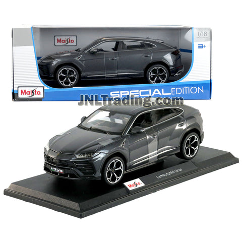 Maisto Special Edition Series 1:18 Scale Die Cast Car - Dark Grey Mid-Size Luxury Crossover SUV LAMBORGHINI URUS w/ Display Base (Dimension: 10" x 4" x 3-1/2")