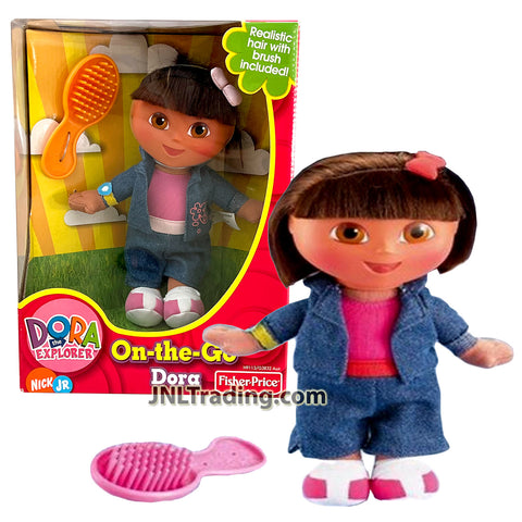 Year 2005 Nick Jr DORA the Explorer 8 Inch Tall Plush Doll ON-THE-GO DORA with Hairbrush