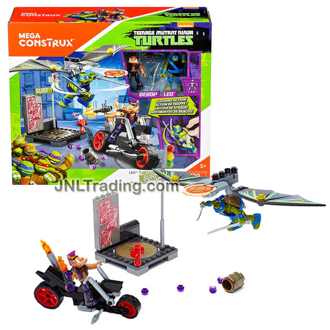 Mega Construx Year 2016 Teenage Mutant Ninja Turtles TMNT Series Set #DXY15 - LEO TURTLE GLIDER PURSUIT with Bebop and Leo Figure (Total Pieces: 130)