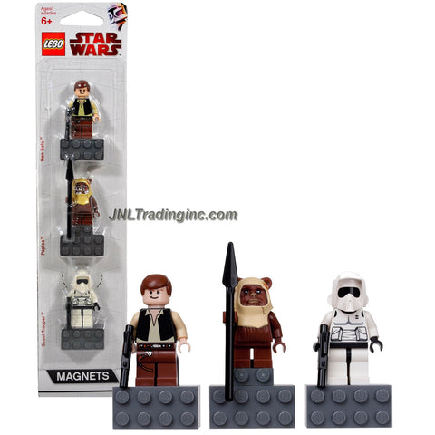 Lego Year 2010 Star Wars Character Minifigure Magnets Series 3 Pack Set # 852845 - HAN SOLO with Blaster, PAPLOO with Spear and SCOUT TROOPER with Blaster Minifigures with Magnet Base