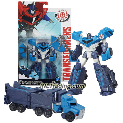 Hasbro Year 2015 Transformers Robots in Disguise Warrior Class 5-1/2" Tall Figure - Blizzard Strike OPTIMUS PRIME with Hatchet (Vehicle: Rig Truck)