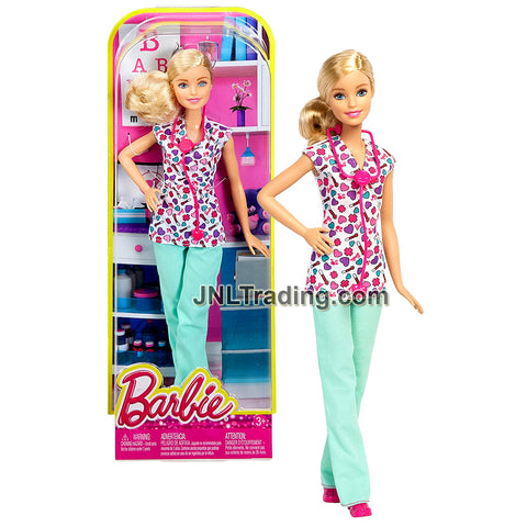 Year 2015 Barbie Career Series 12 Inch Doll - Caucasian NURSE DMP54 with Stethoscope