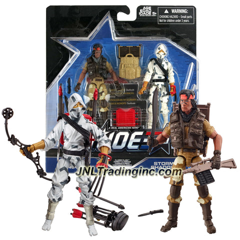 Hasbro Year 2015 G.I. JOE 50 Series 2 Pack 4 Inch Tall Action Figure Set - CLASSIC CLASH with SPIRIT IRON-KNIFE and STORM SHADOW Plus Dart Rifle, Knives, Machete, Twin Katanas, Backpacks, Bow, Arrows, Display Bases and Profile Cards