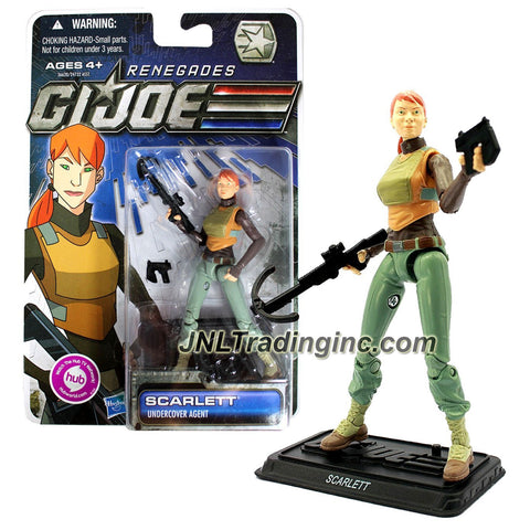 Hasbro Year 2011 G.I. JOE Renegades Series 4 Inch Tall Action Figure - Undercover Agent SCARLETT with Crossbow, Plasma Pulse Gun and Display Stand