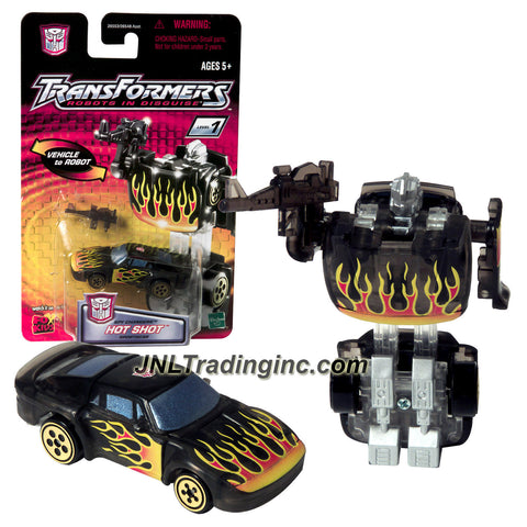 Hasbro Year 2001 Transformers Robots In Disguise Spy Changers Series 3 Inch Tall Robot Action Figure - Autobot HOT SHOT with Blaster Rifle (Vehicle Mode: Sports Car)