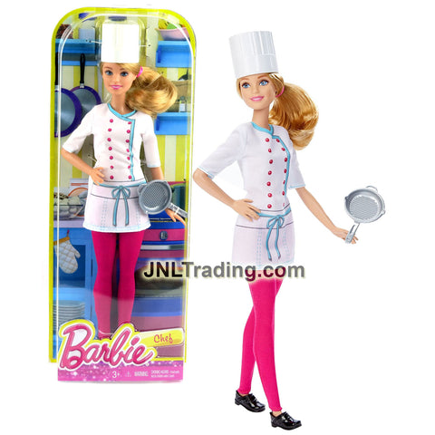 Year 2015 Barbie Career Series 12 Inch Doll - Caucasian Chef DHB22 with Chef Hat and Pan