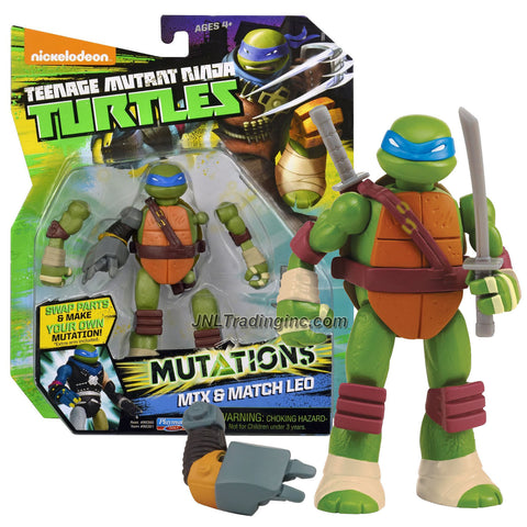 Playmates Teenage Mutant Ninja Turtles TMNT "Mutations Mix and Match" Series 5" Tall Figure - LEO with 2 Katana Swords and Metalhead Right Arm