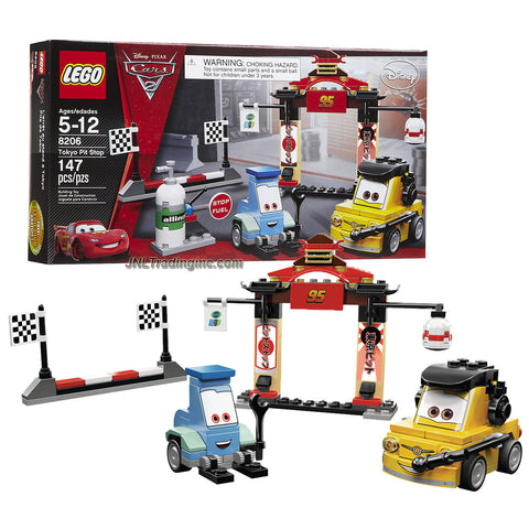Lego Year 2011 Disney Pixar "Cars 2" Movie Scene Set #8206 - TOKYO PIT STOP with Japanese Style Pit Plus Luigi and Guido (Total Pieces: 147)