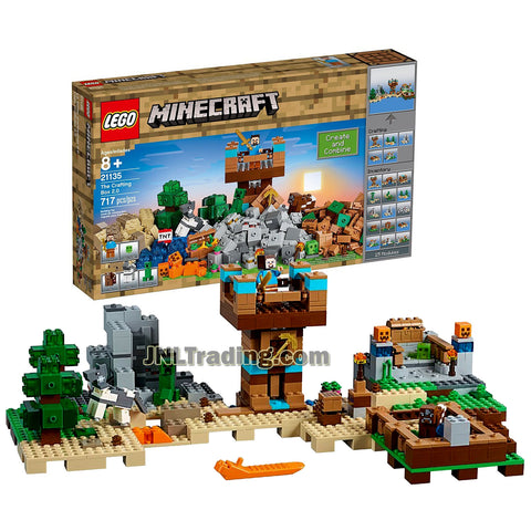 Lego Year 2017 Minecraft Series Set 21135 - THE CRAFTING BOX 2.0 with Steve's House, Steve, Horse, Cow, Slime and Creeper Figures (717 Pieces)