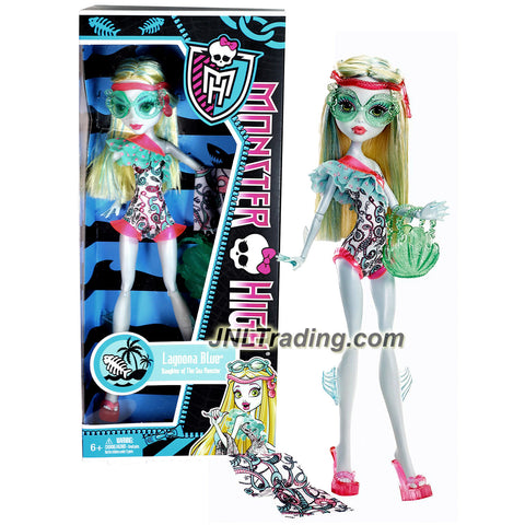 Mattel Year 2012 Monster High "Fish Bone Shores" Series 10 Inch Doll Set - Lagoona Blue "Daughter of The Sea Monster" with Purse, Sunglasses and Beach Towel