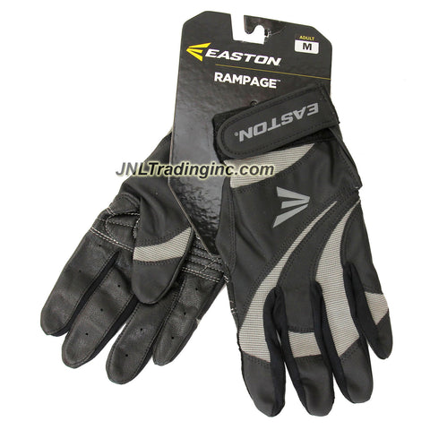 Easton Rampage Series Adult Baseball Softball Batting Glove - Color: Black and Grey, Size: M