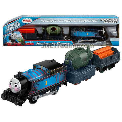 Thomas & Friends Year 2017 Trackmaster Journey Beyond Sodor Series Motorized Railway 3 Pack Train Set - STEELWORKS THOMAS with Steel Beams Loaded Wagon and Rocking Bucket
