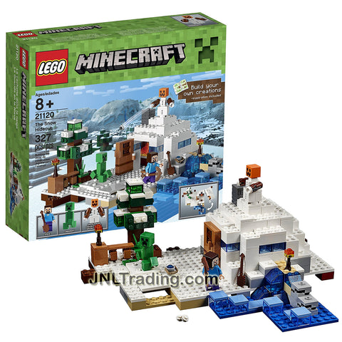 Lego Year 2016 Minecraft Series Set #21120 - THE SNOW HIDEOUT with Creeper, Snow Golem and Steve Minifigure (Pieces: 327)