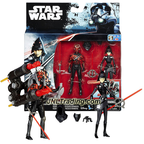 Hasbro Year 2016 Star Wars Rebels 2 Pack 4 Inch Tall Figure -SEVENTH SISTER INQUISITOR & DARTH MAUL with Double Lightsabers, Mask & Missile Launcher