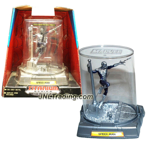 Hasbro Year 2006 Marvel Heroes Titanium Die-Cast Series 4 Inch Tall Action Figure : SPIDER-MAN Hanging At The Pole (Patina Finish) with Display Case