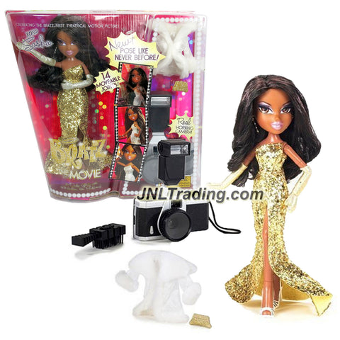 MGA Entertainment Bratz The Movie Series 10 Inch Doll Set - Movie Stars SASHA in Golden Dress with White Jacket, Gloves, Purse, Hairbrush and Camera