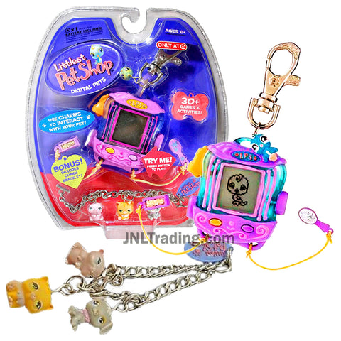 Hasbro Year 2006 Littlest Pet Shop Digital Pets Series Virtual Game - BIRD Digital Game with Charms, Food Tray, Brush, Clip Plus Charm Bracelet