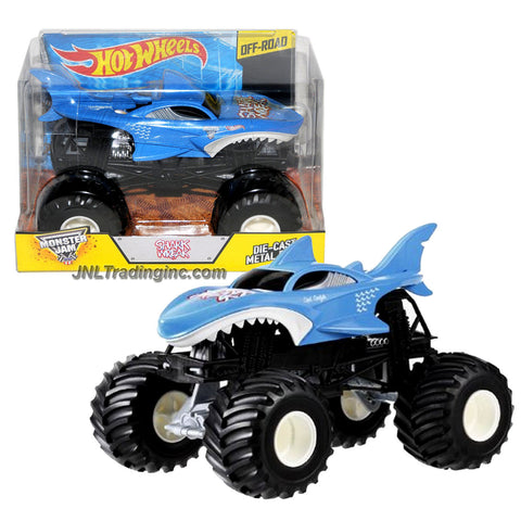 Hot Wheels Year 2015 Monster Jam 1:24 Scale Die Cast Metal Body Official Monster Truck Series #CJD20 - SHARK WREAK with Monster Tires, Working Suspension and 4 Wheel Steering (Dimension : 7" L x 5-1/2" W x 4-1/2" H)