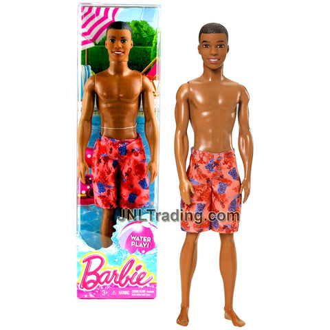 Year 2014 Barbie Water Play Series 12 Inch Doll - African American Model STEVEN CFF17 with Red Swim Trunk