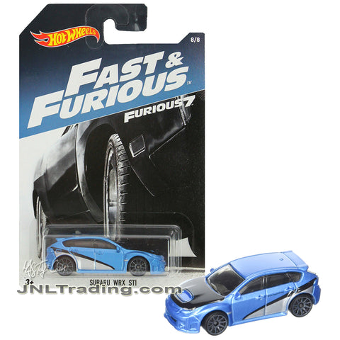 Year 2016 Hot Wheels Fast Furious 7 Series 1:64 Scale Die Cast Car 8/8 - Blue Sport Compact SUBARU WRX STI