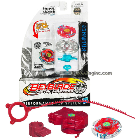 Hasbro Year 2010 Beyblade Metal Masters High Performance Battle Tops - Balance WA130HF BB-74 THERMAL LACERTA with Face Bolt, Lacerta Energy Ring, Thermal Fusion Wheel, WA130 Spin Track, HF Performance Tip and Ripcord Launcher Plus Online Code