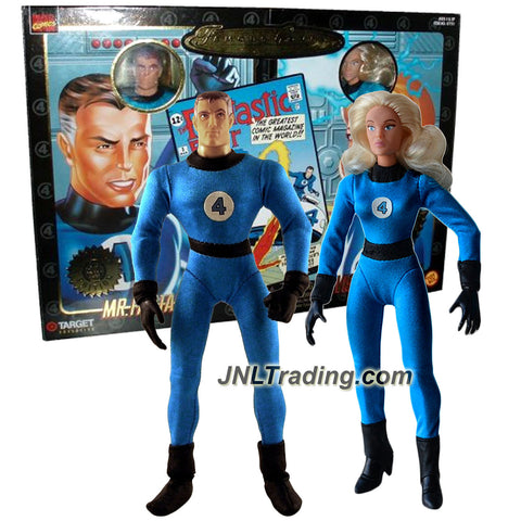 ToyBiz Year 1998 Marvel Comics Famous Cover Fantastic Four Series 2 Pack 8 Inch Tall Figure - MR. FANTASTIC and INVISIBLE WOMAN with Fabric Costume