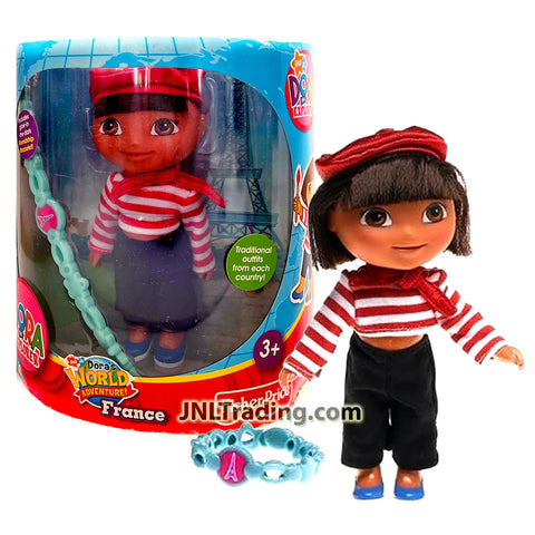 Year 2006 Nick Jr DORA the Explorer World Adventure Series 6 Inch Doll Figure - DORA in FRANCE with Friendship Bracelet