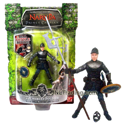Year 2007 Chronicles of Narnia Prince Caspian 4 Inch Tall Figure - TELMARINE SOLDIER with Halberd Spear, Sword and Shield