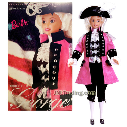 Year 1996 Barbie FAO Schwarz Limited Edition American Beauties Collection Series 12 Inch Doll - GEORGE WASHINGTON with Jacket, Jabot, Vest, Knickers, Socks, Hat, Hair Ribbon, Shoes and Doll Stand