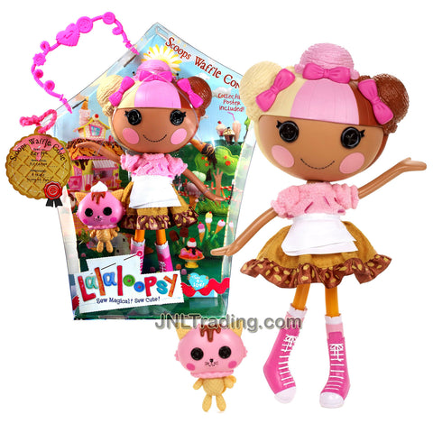 Lalaloopsy "Sew Magical! Sew Cute!" 12 Inch Tall Button Doll - Scoops Waffle Cone with Pet "Waffle Cat" Plus Bonus Poster Inside