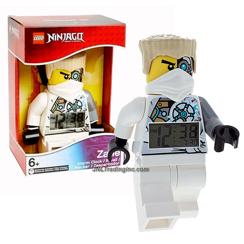 Lego Year 2014 Ninjago Masters of Spinjitzu Series 8" Tall Figure Alarm Clock Set# 9003080 - ZANE with Moving Arms and Legs Plus Backlight Display