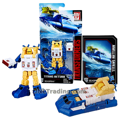 Hasbro Year 2016 Transformers Titans Return Series Legends Class 4 Inch Tall Robot Figure - SEASPRAY with Blaster & Card (Vehicle Mode: Hover Boat)