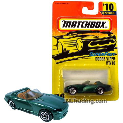 Year 1996 Matchbox Super Fast Series 1:64 Scale Die Cast Metal Car #10 - Dark Green High Performance Sport Coupe DODGE VIPER RT/10