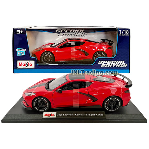 Maisto Special Edition Series 1:18 Scale Die Cast Car - Red Sport Coupe 2020 CHEVROLET CORVETTE STINGRAY with Display Base