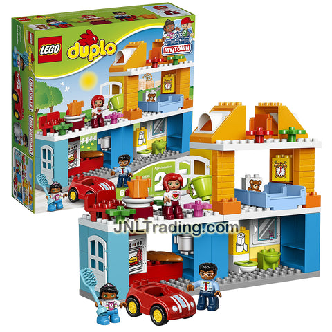 Lego Year 2017 Duplo My Town Series Set #10835 - FAMILY HOUSE with Car Plus Mom, Dad and Child Figure (Pieces: 69)