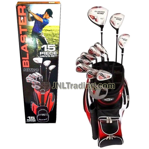 NITRO Blaster Men's 15 Piece Right Handed Golf Set with Driver (#1), Fairway Wood (#3), Hybrid (#3), 6 Irons (#5, #6, #7, #8, #9 and P), Putter, 3 Covers, Golf Bag and Carry Strap