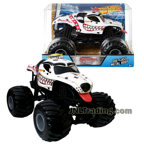 Hot Wheels Year 2017 Monster Jam 1:24 Scale Die Cast Metal Body Official Monster Truck Series - Monster Mutt DALMATIAN FMB57 with Monster Tires, Working Suspension and 4 Wheel Steering