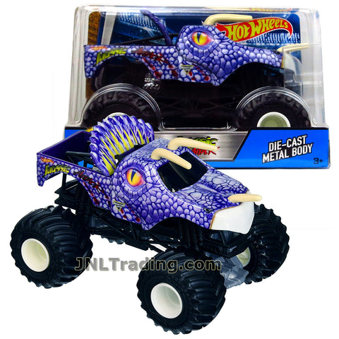 Year 2017 Hot Wheels Monster Jam 1:24 Scale Die Cast Metal Body Official Truck - JURASSIC ATTACK DWN93 with Monster Tires, Working Suspension and 4 Wheel Steering
